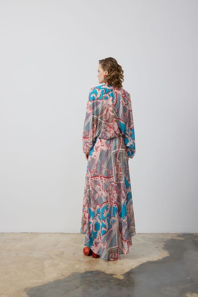 REGLAN KOL BEL LASTİKLİ KLOŞ ELBİSE 42