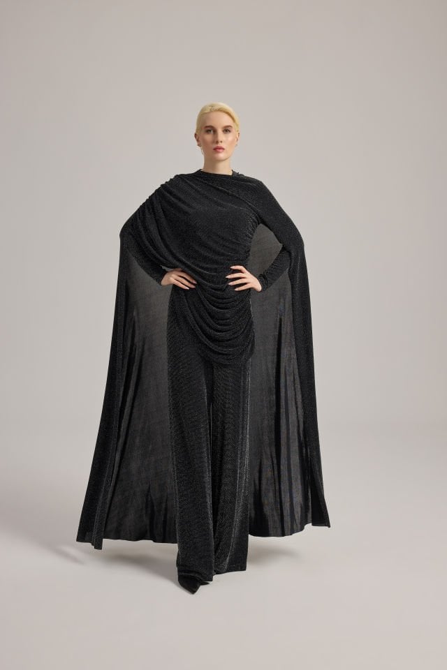 DRAPE DETAYLI TUNİK PANTALON TAKIM HAKİ - 44