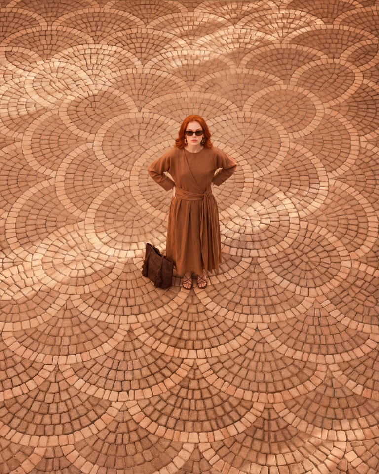 DRAPE KEMERLİ ELBİSE 42 - CAMEL