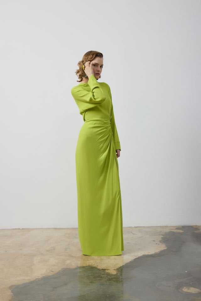 BEL DRAPELİ DERİN YIRTMAÇLI TUNİK PANTALON TAKIM 36