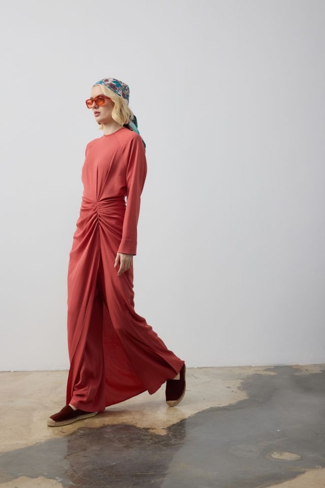 BEL DRAPELİ DERİN YIRTMAÇLI TUNİK PANTALON TAKIM 44