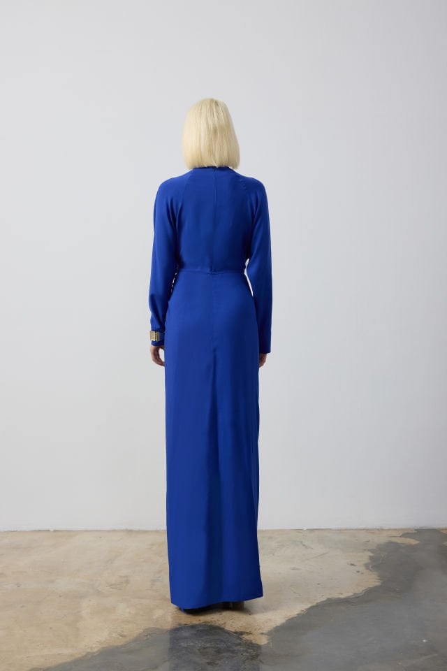 BEL DRAPELİ DERİN YIRTMAÇLI TUNİK PANTALON TAKIM 44