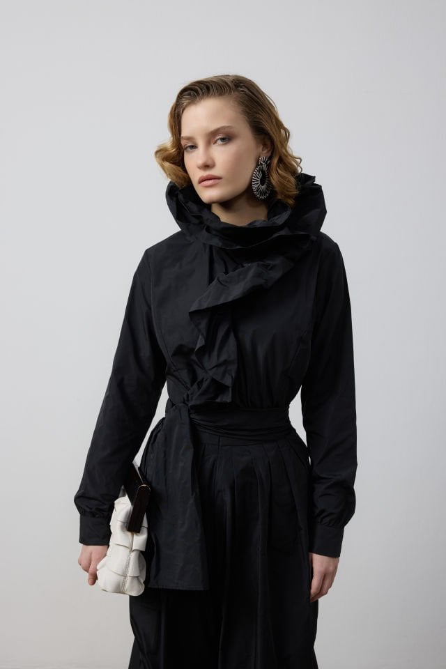 VOLAN YAKALI GÖMLEK ŞALVAR TAKIM 44