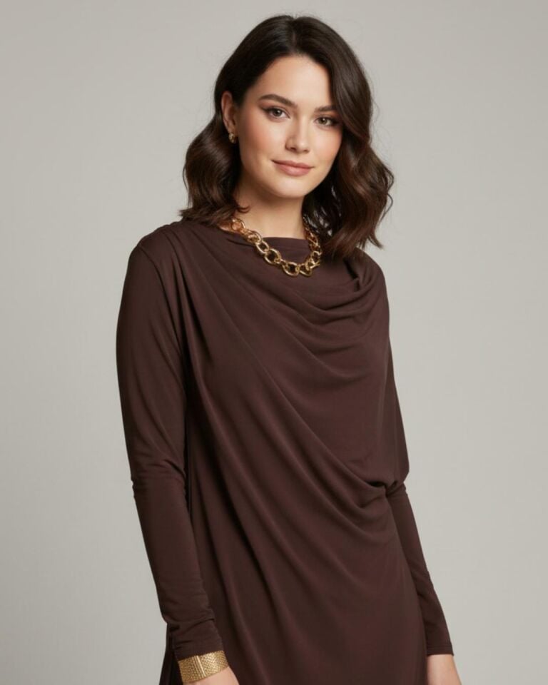 OMUZ BÜZGÜ DETAYLI SANDY BLUZ PANTALON TAKIM L - Kahverengi