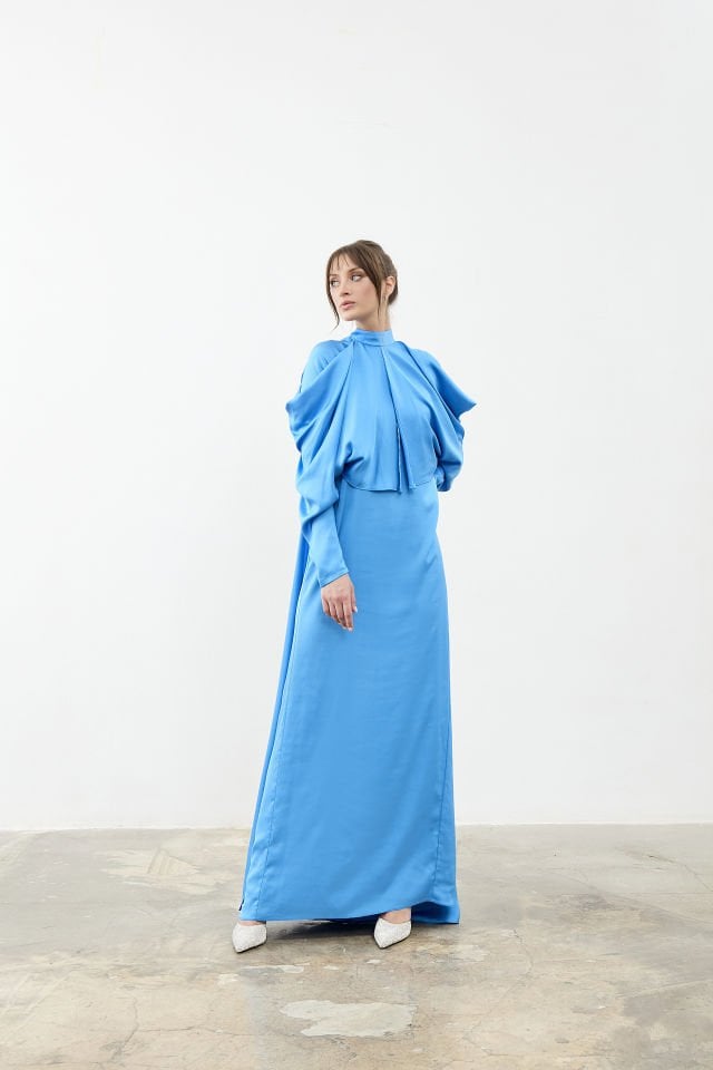 Kolları Volanlı Pelerinli Tuvalet 9054 46 - CAM GÖBEĞİ