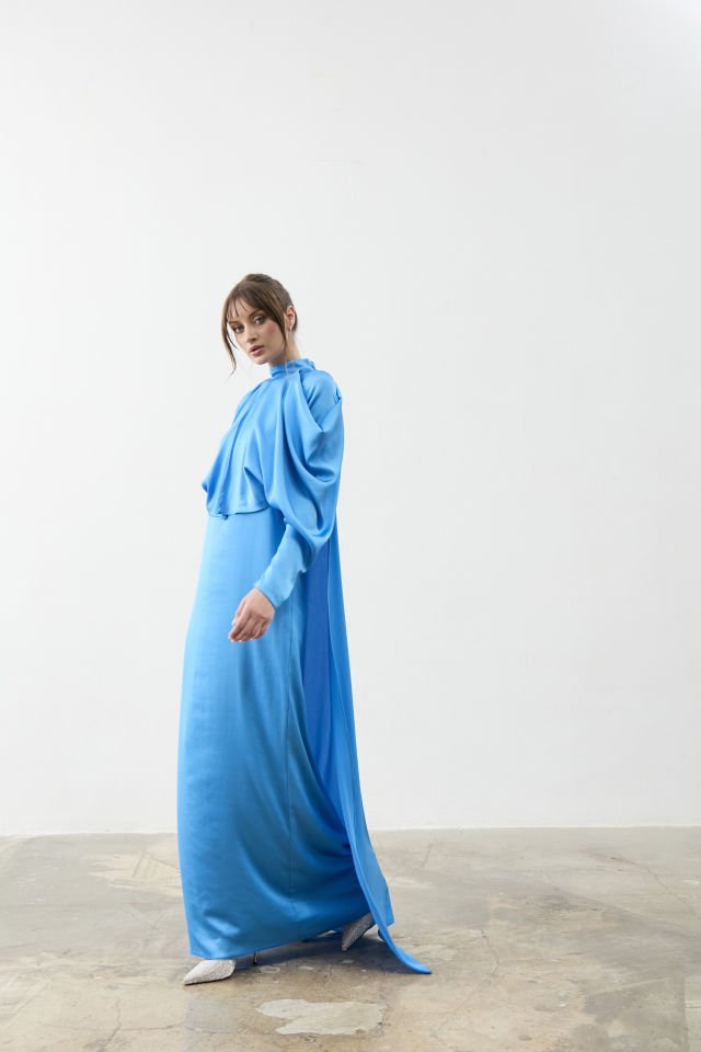 Kolları Volanlı Pelerinli Tuvalet 9054 46 - CAM GÖBEĞİ