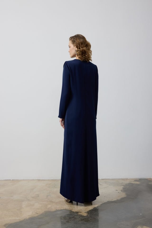 YANDAN DRAPELİ ÇİFT KAT ELBİSE 46