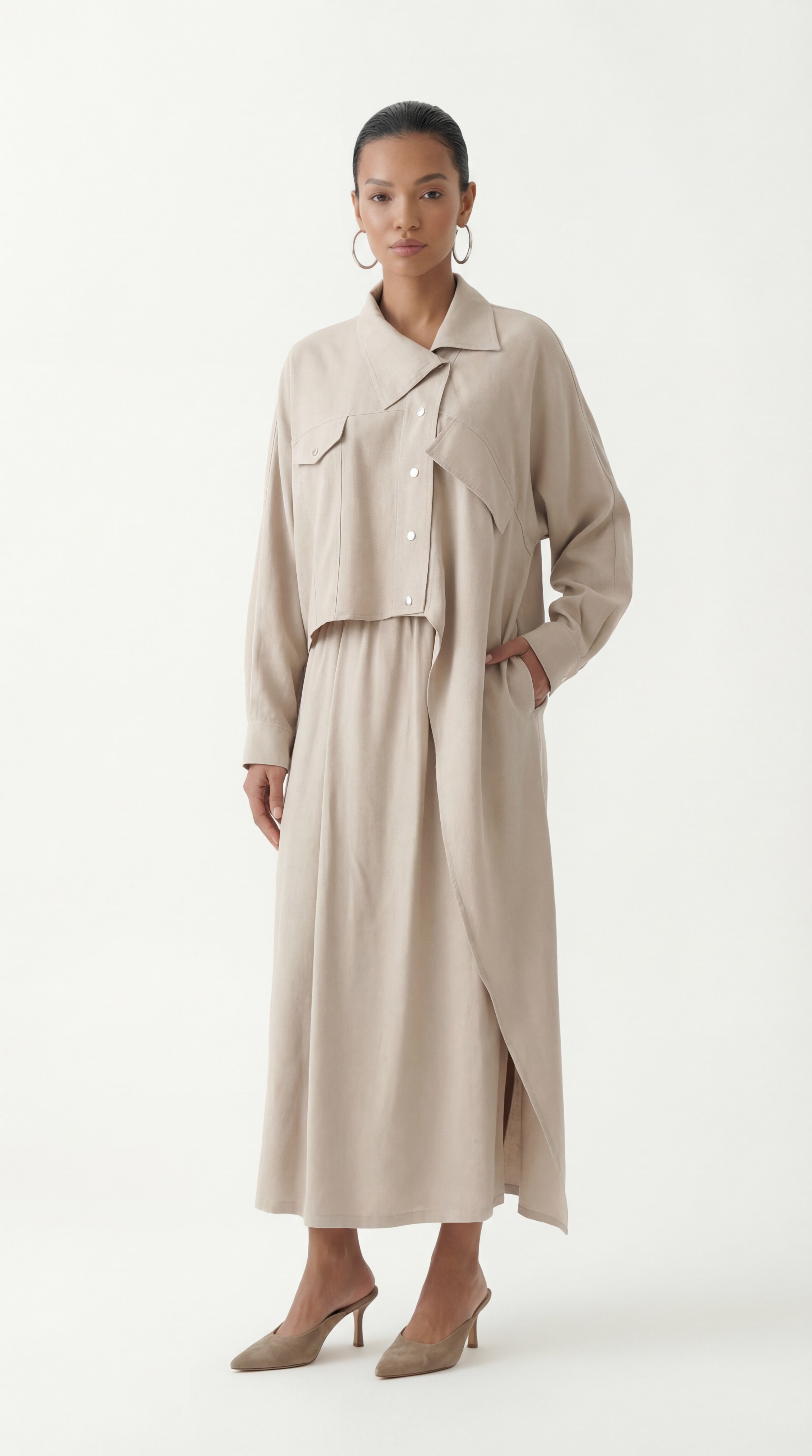 ASİMETRİK KESİM CEKET PANTOLON TAKIM 42 - AÇIK VİZON