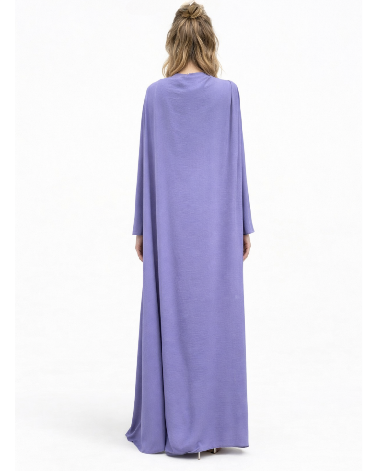 PELERİN DETAYLI ABİYE ELBİSE 46 - LİLA