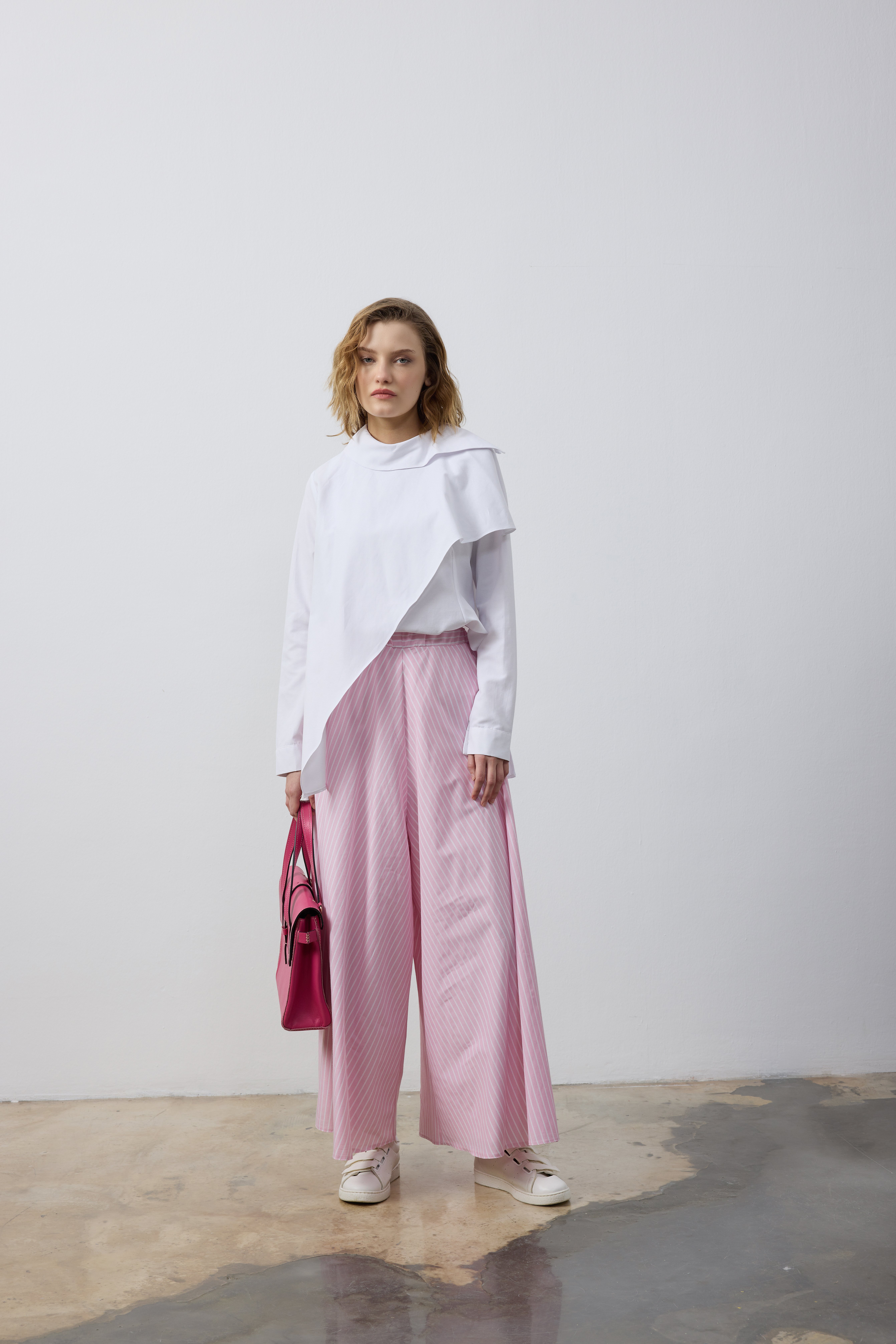 SALAŞ PANTOLON ETEK M- 0816 PEMBE ÇİZGİLİ - ST
