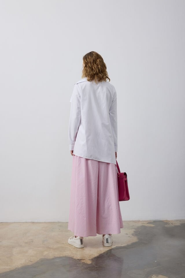 SALAŞ PANTOLON ETEK M- 0816 PEMBE ÇİZGİLİ - ST