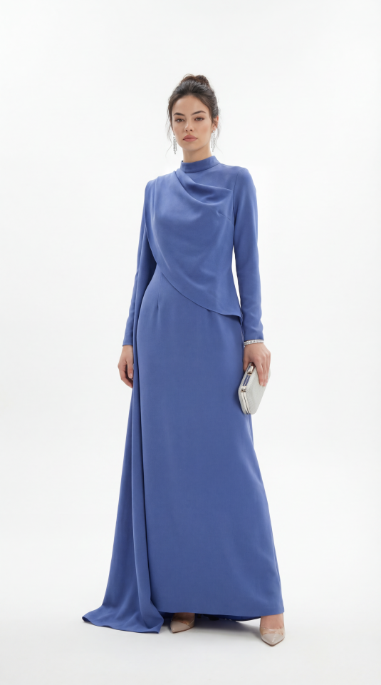 HÜRREM KOLLU KREP ELBİSE 25E016 46 - LAVANTA