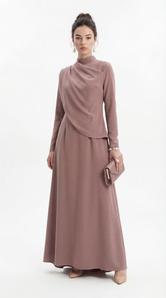 HÜRREM KOLLU KREP ELBİSE 25E016 46 - LAVANTA