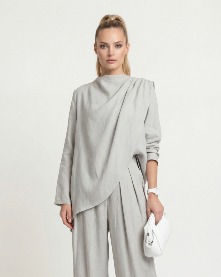 OMUZDAN BÜZGÜLÜANVELOP BLUZ PANTOLON TAKIM 25TK067