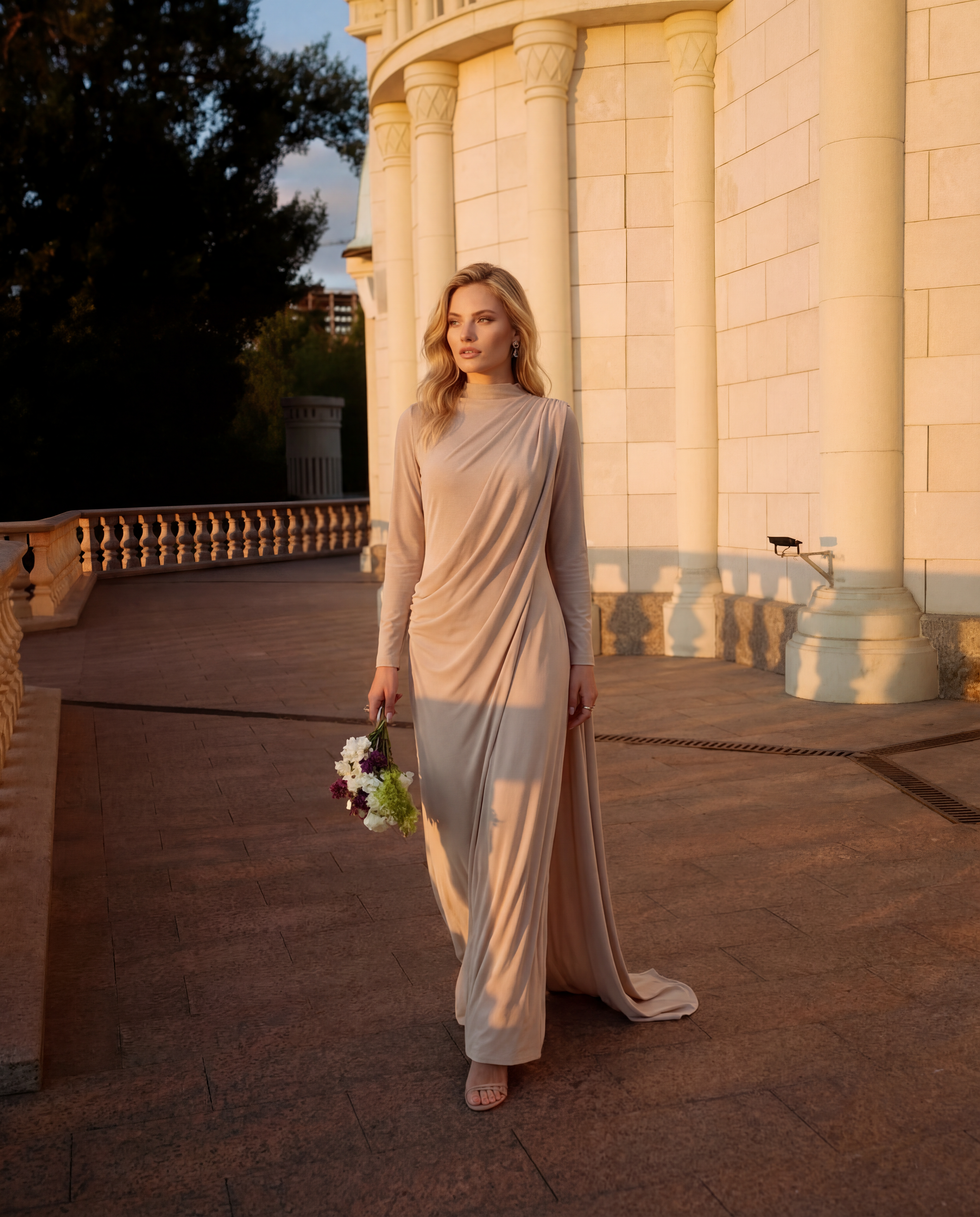 BELDEN PİLELİ TEK OMUZU ŞAL DETAYLI ELBİSE 25E012 38 - BORDO