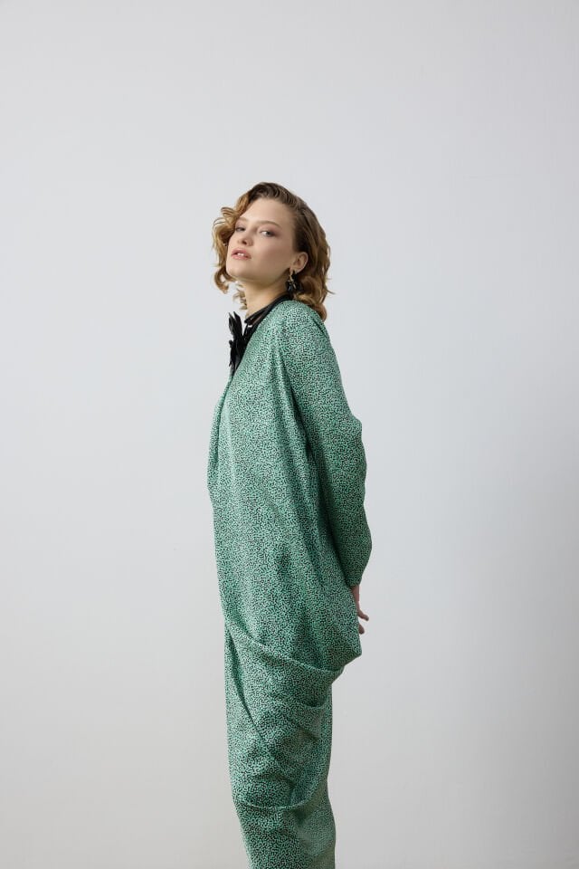 SHEIKA ELBİSE 4182 42 - SARI DESENLİ