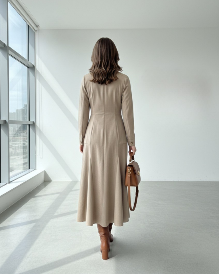 KAP GÖRÜNÜMLÜ EVAZE ELBİSE