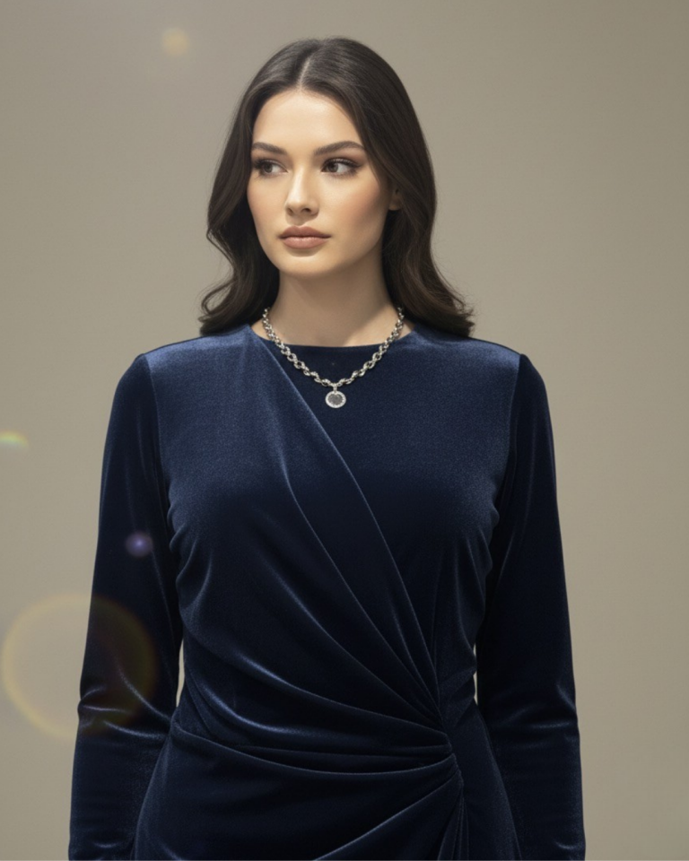 ÖN DRAPE DETAYLI ELBİSE 38