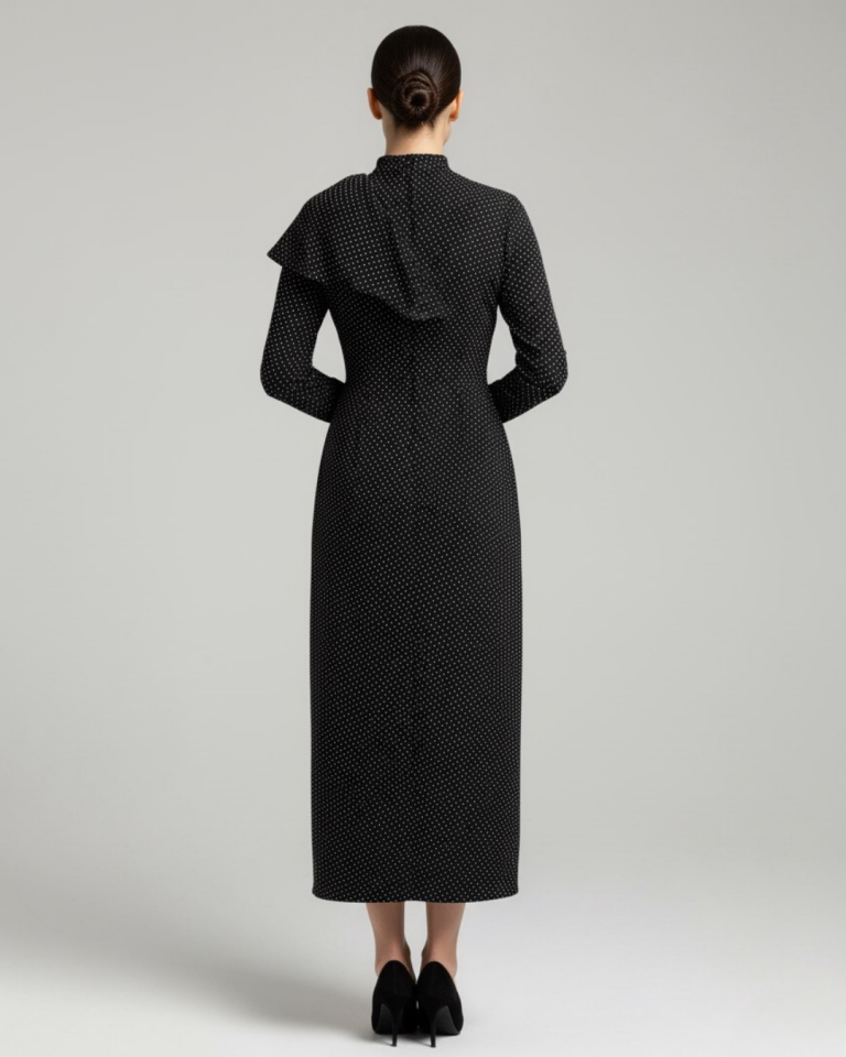 VEREV DÖKÜM DETAYLI ELBİSE