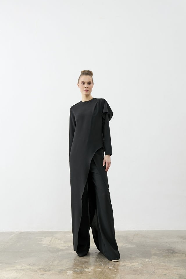 Kapaklı Pantalon Tek Yanı Uzun Tunik Takım 38