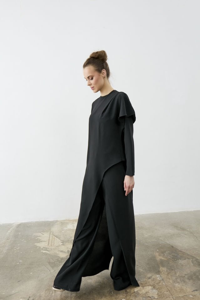 Kapaklı Pantalon Tek Yanı Uzun Tunik Takım 38