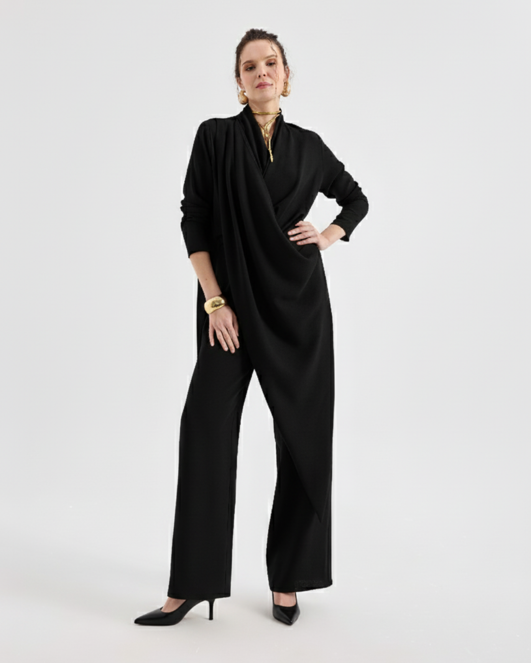 ANVELOP BAĞLAMA DETAYLI ŞAL YAKA TULUM 38