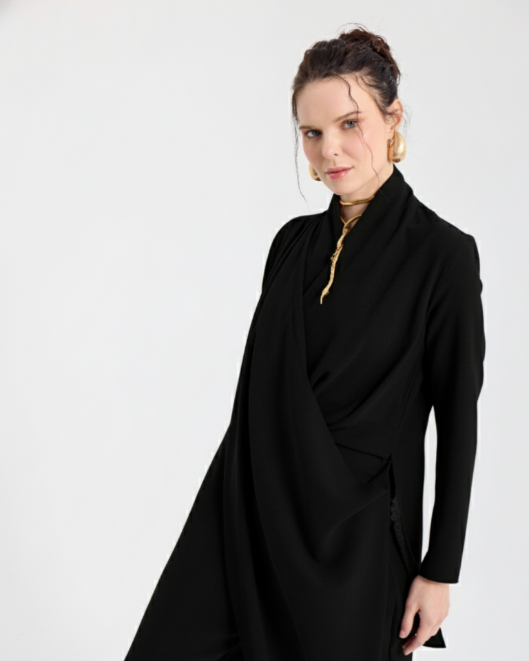 ANVELOP BAĞLAMA DETAYLI ŞAL YAKA TULUM 38