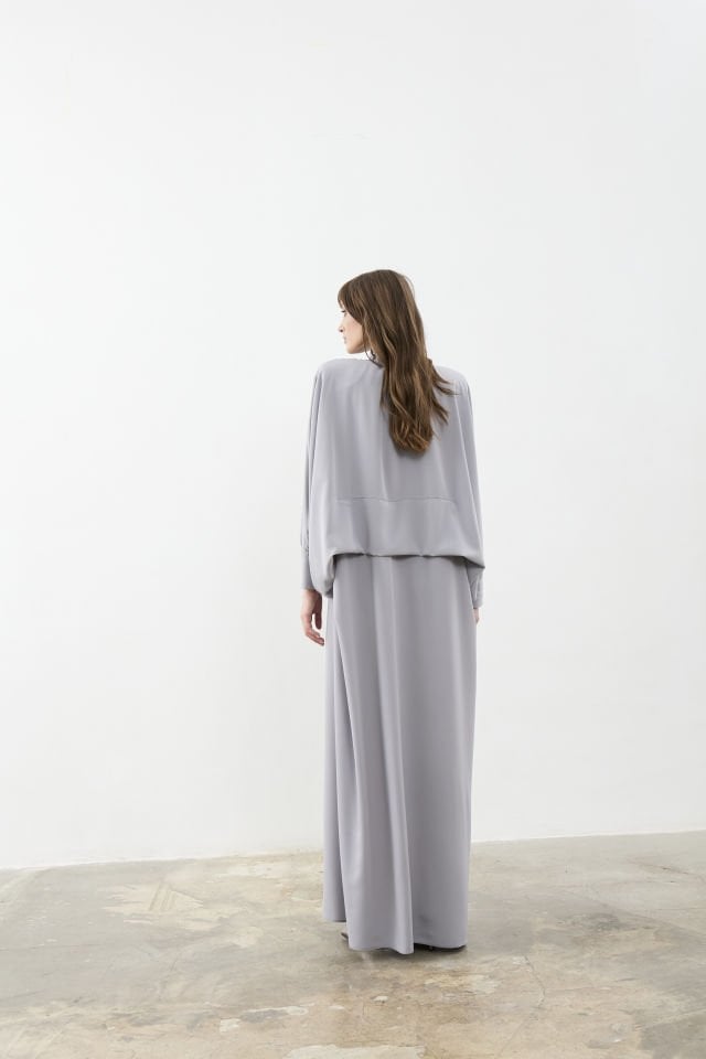 Ön Kısmı Piliseli İçten Kuşaklı Abaye Elbise Standart