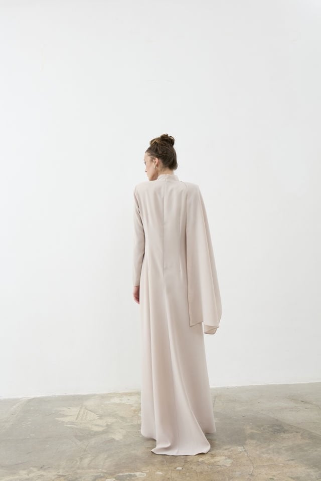 Şal Detaylı Krep Elbise 46