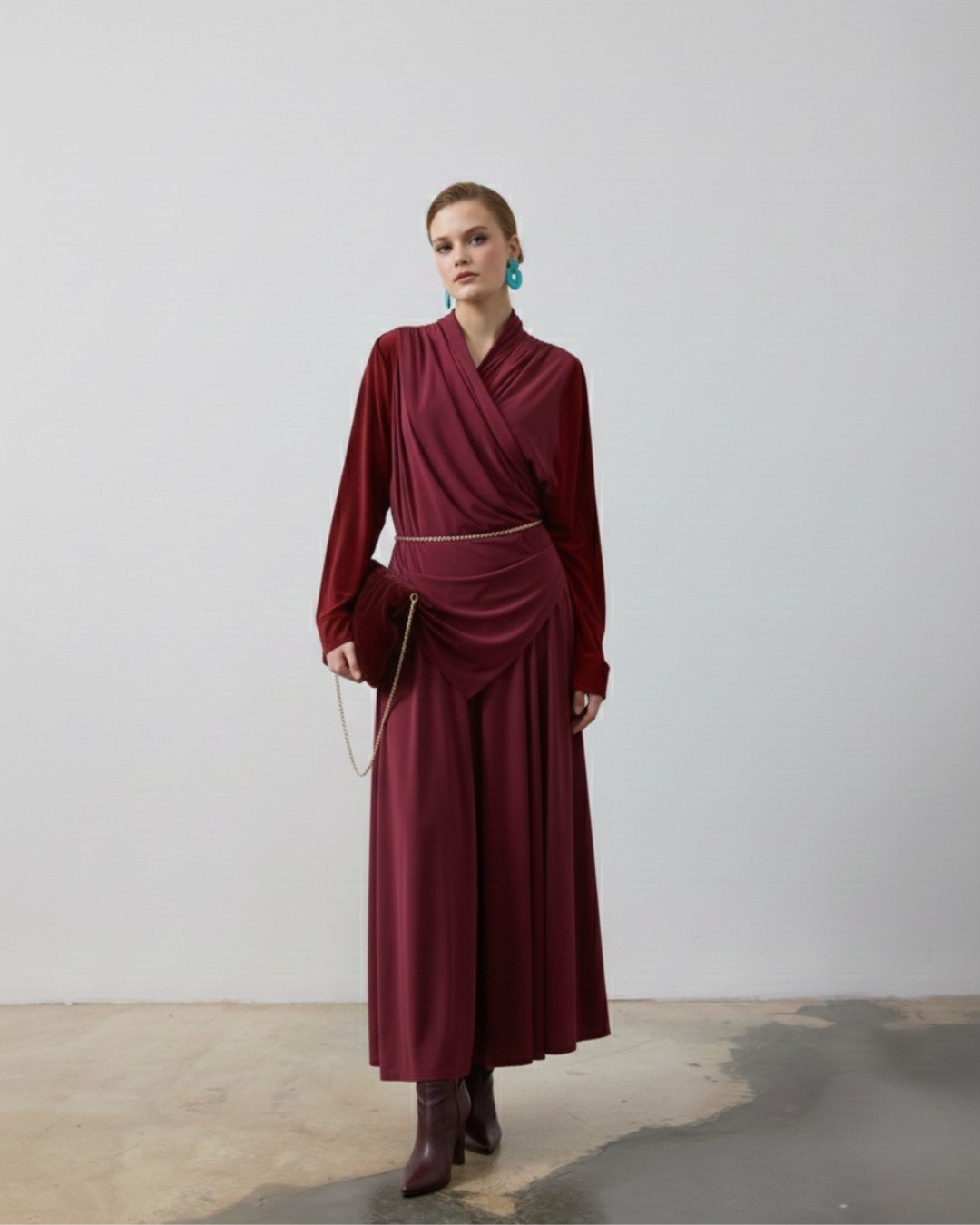 ANVELOP BLUZ PANTALON TAKIM L - BORDO