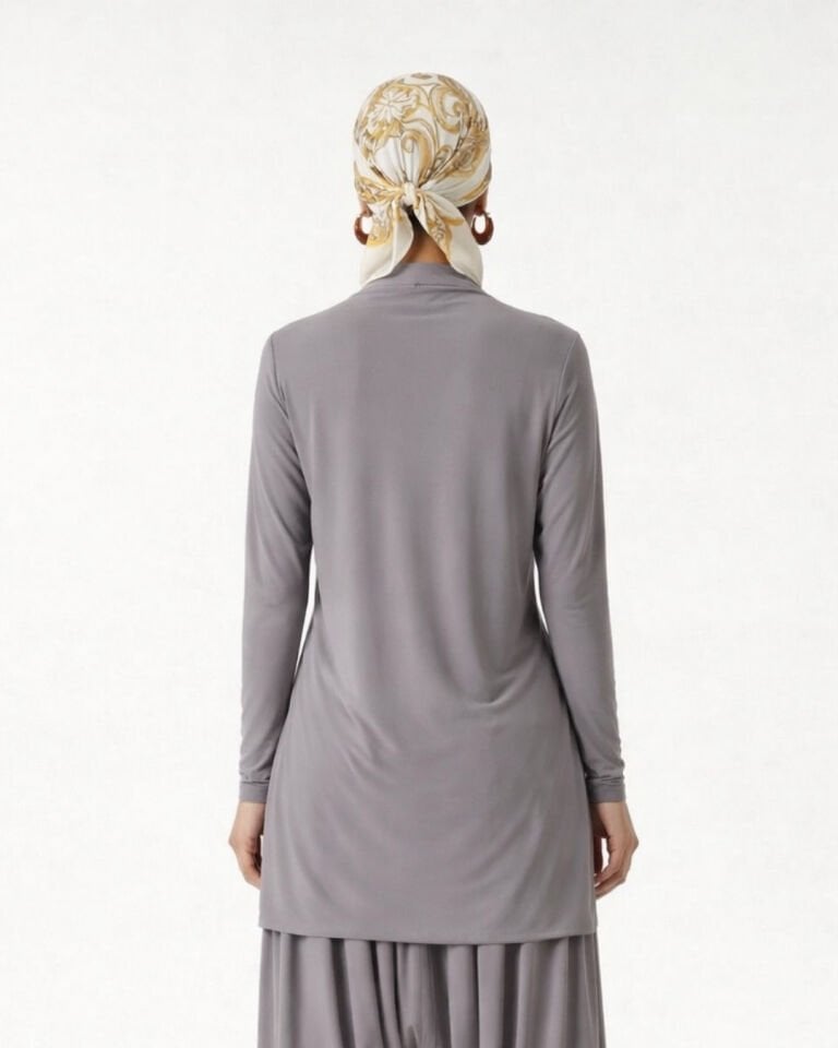 DEGAJE YAKA KEMER DETAYLI BLUZ VE SİMBAD ŞALVAR TAKIM 25T046 40 - KAHVE