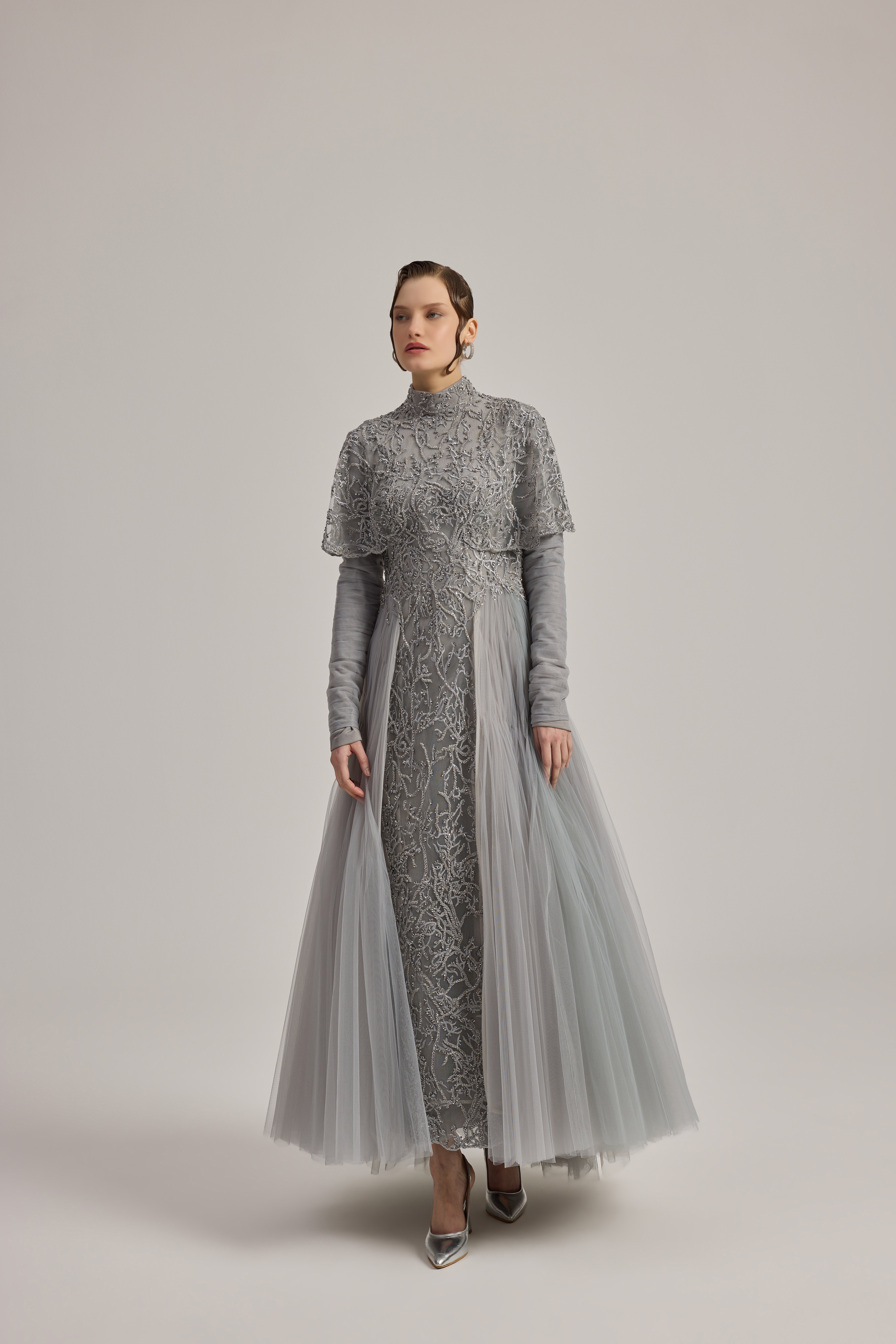 DANTEL BOLERO DETAYLI TÜL ETEKLİ TUVALET 36