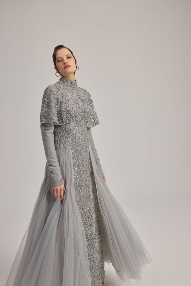 DANTEL BOLERO DETAYLI TÜL ETEKLİ TUVALET 36