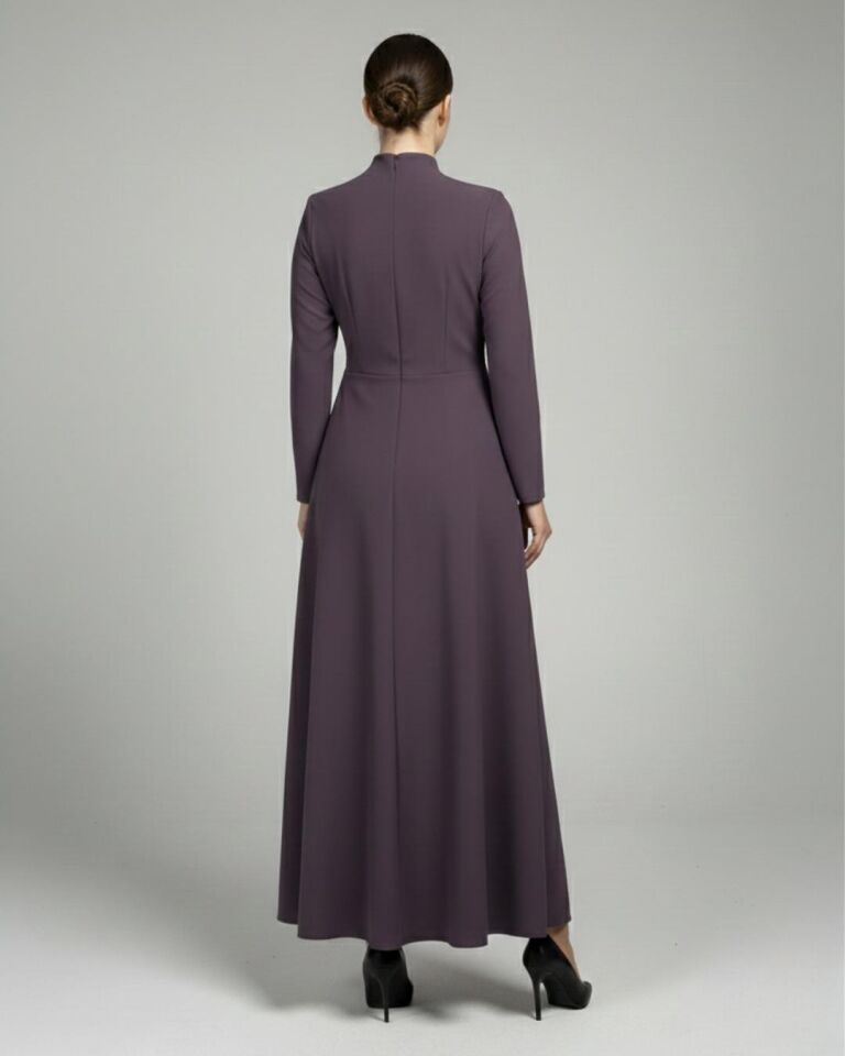 BEDENİ DÖNÜŞLÜ ELBİSE 42 - mürdüm